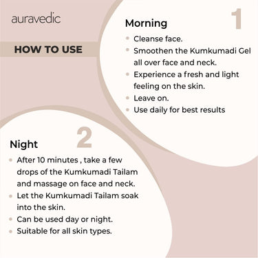 Auravedic Kumkumadi Tailam & Kumkumadi Gel Set Combo (30ml+100g) For Rejuvenating & Bright Skin, Kumkumadi Tailam From Kerala & Kumkumadi Gel With Kumkumadi Face Oil For Radiant Skin For Unisex